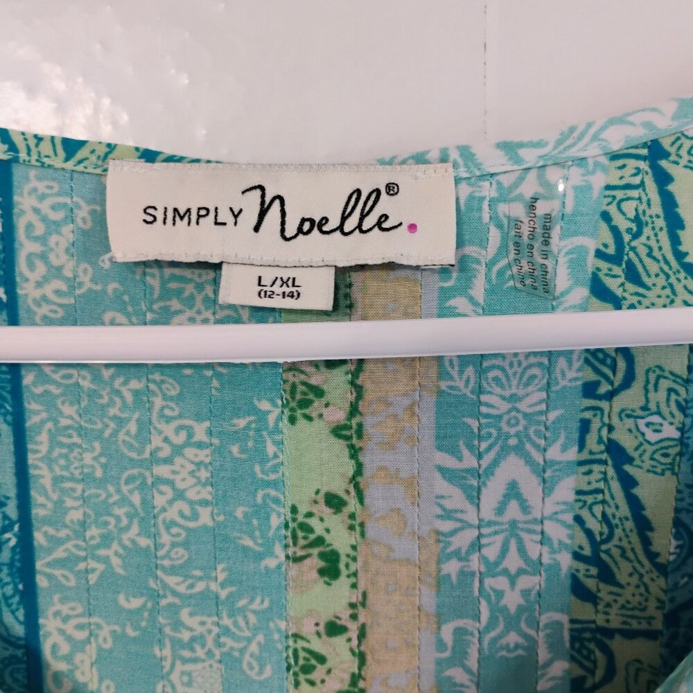 Simply Noelle Boho Paisley Tunic Top L/XL Teal Green - Picture 2 of 5